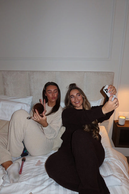 fluffy lounge coord choco brown women