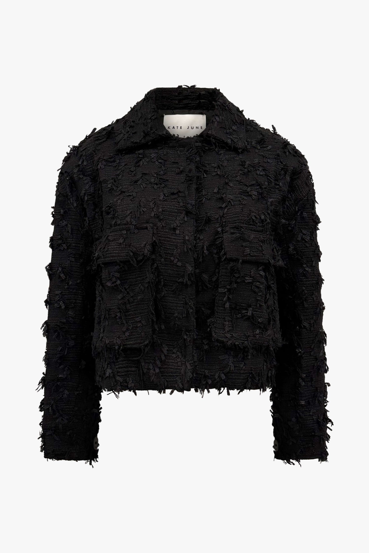 THE BOUCLÉ DETAIL JACKET BLACK women — KATE JUNE