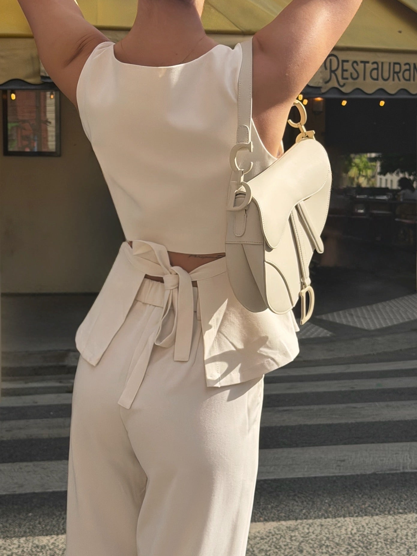 THE CLASSIC BOW TOP &amp; SUIT PANTS CRÈME women — KATE JUNE