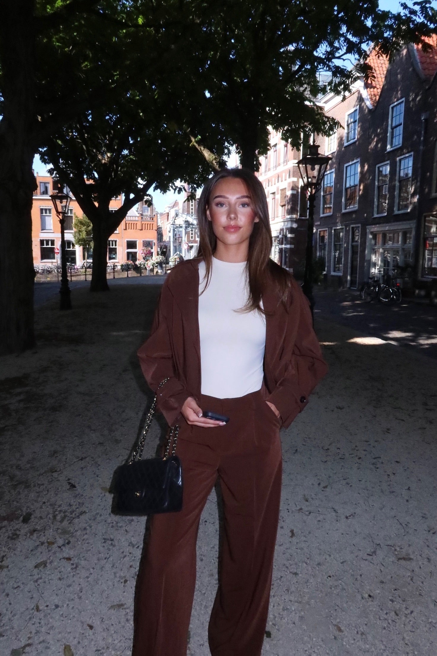 THE CLASSIC WIDE LEG PANTS CHOCO BROWN women — KATE JUNE