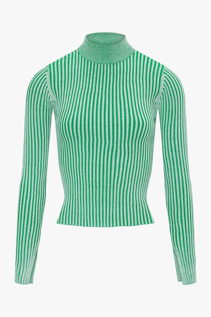 THE CONTRAST RIB PULL GREEN women — KATE JUNE