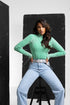 THE CONTRAST RIB PULL GREEN women — KATE JUNE