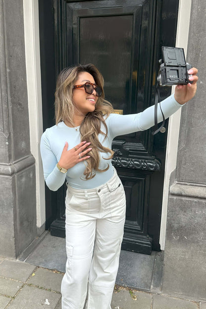 contrast stitched cargo pants full body women — KATE JUNE