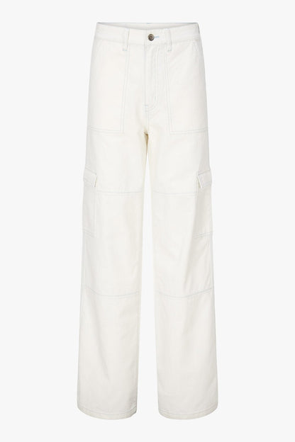 contrast stitched cargo pants front view women — KATE JUNE