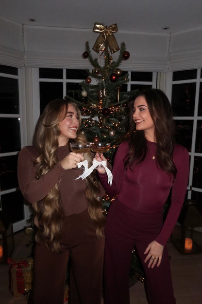 THE CREPE WIDE LEG PANTS BURGUNDY women — KATE JUNE