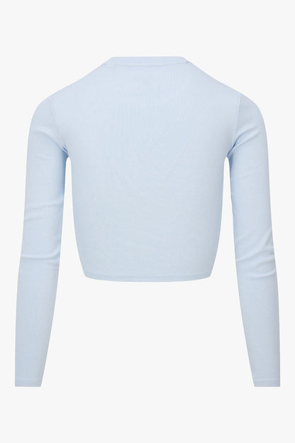 THE CROPPED EMBRO TEE ICE BLUE women — KATE JUNE