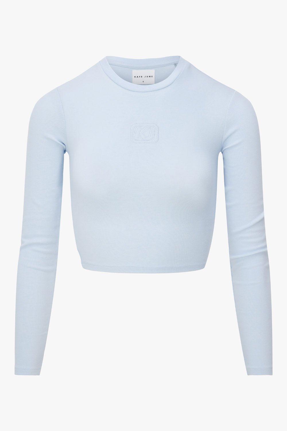 THE CROPPED EMBRO TEE ICE BLUE women — KATE JUNE