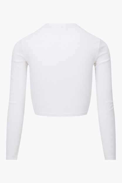 THE CROPPED EMBRO TEE OFF - WHITE women — KATE JUNE
