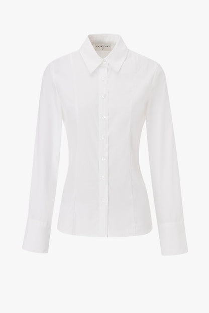 THE FITTED STRAP BLOUSE OFF WHITE women front view — KATE JUNE