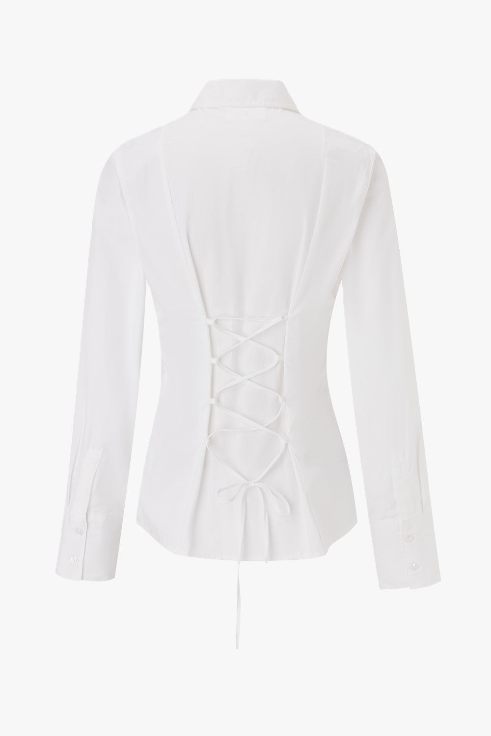 THE FITTED STRAP BLOUSE OFF WHITE women back view — KATE JUNE