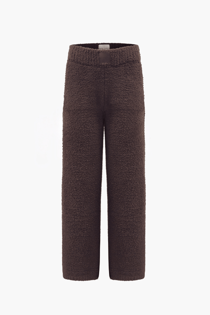 THE FLUFFY WIDE LEG PANTS CHOCO BROWN women — KATE JUNE