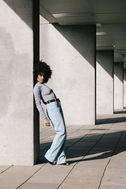 THE GATHERED LONGSLEEVE BODY BLUE GREY women — KATE JUNE