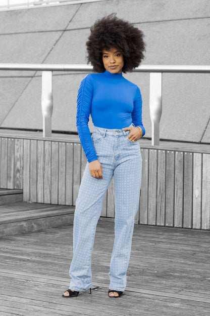 THE GATHERED LONGSLEEVE BODY COBALT women — KATE JUNE