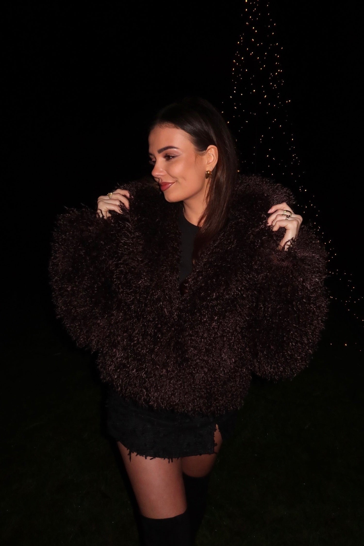 THE HAIRY FUR COAT DARK BROWN women — KATE JUNE