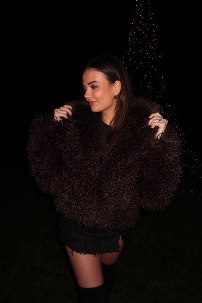 THE HAIRY FUR COAT DARK BROWN women — KATE JUNE
