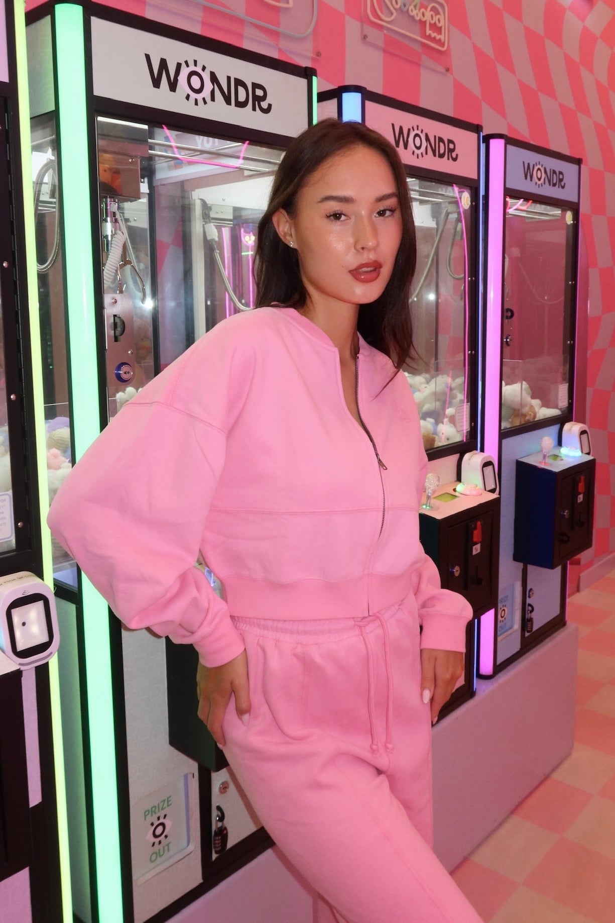 Logo zip sweater pink women