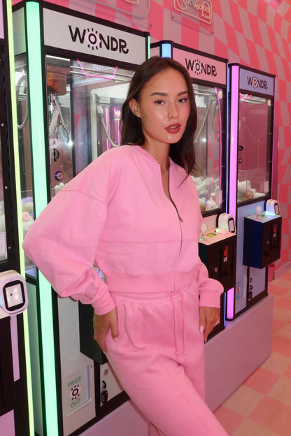 Logo zip sweater pink women