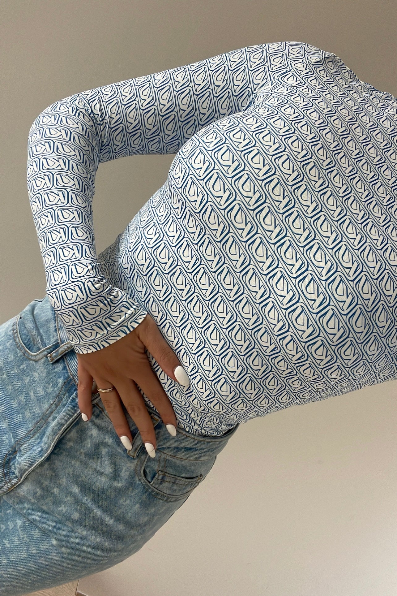 THE MOCK NECK BODY BLUE AOP women — KATE JUNE