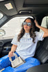 Oversized logo tee blue women