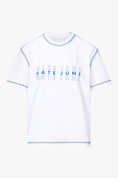 THE OVERSIZED LOGO TEE BLUE women — KATE JUNE