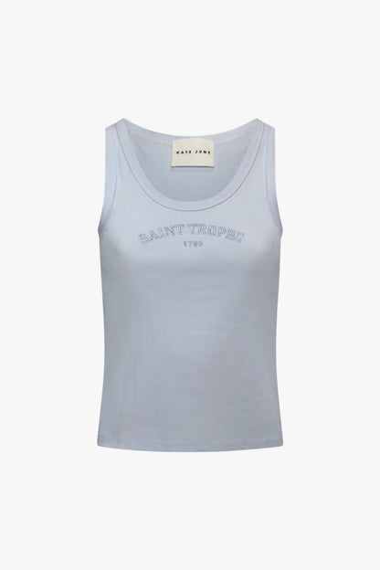 THE SAINT TROPEZ RIBBED TOP LIGHT BLUE women — KATE JUNE