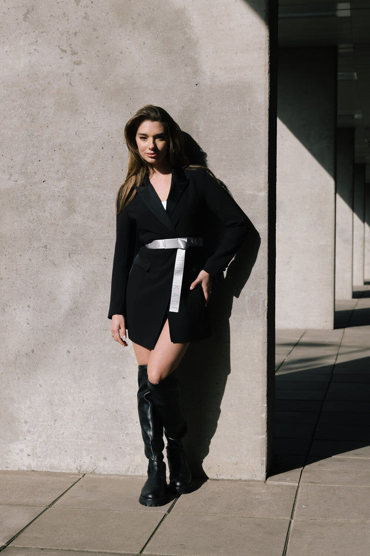 THE SATIN DETAILLED BLAZER DRESS