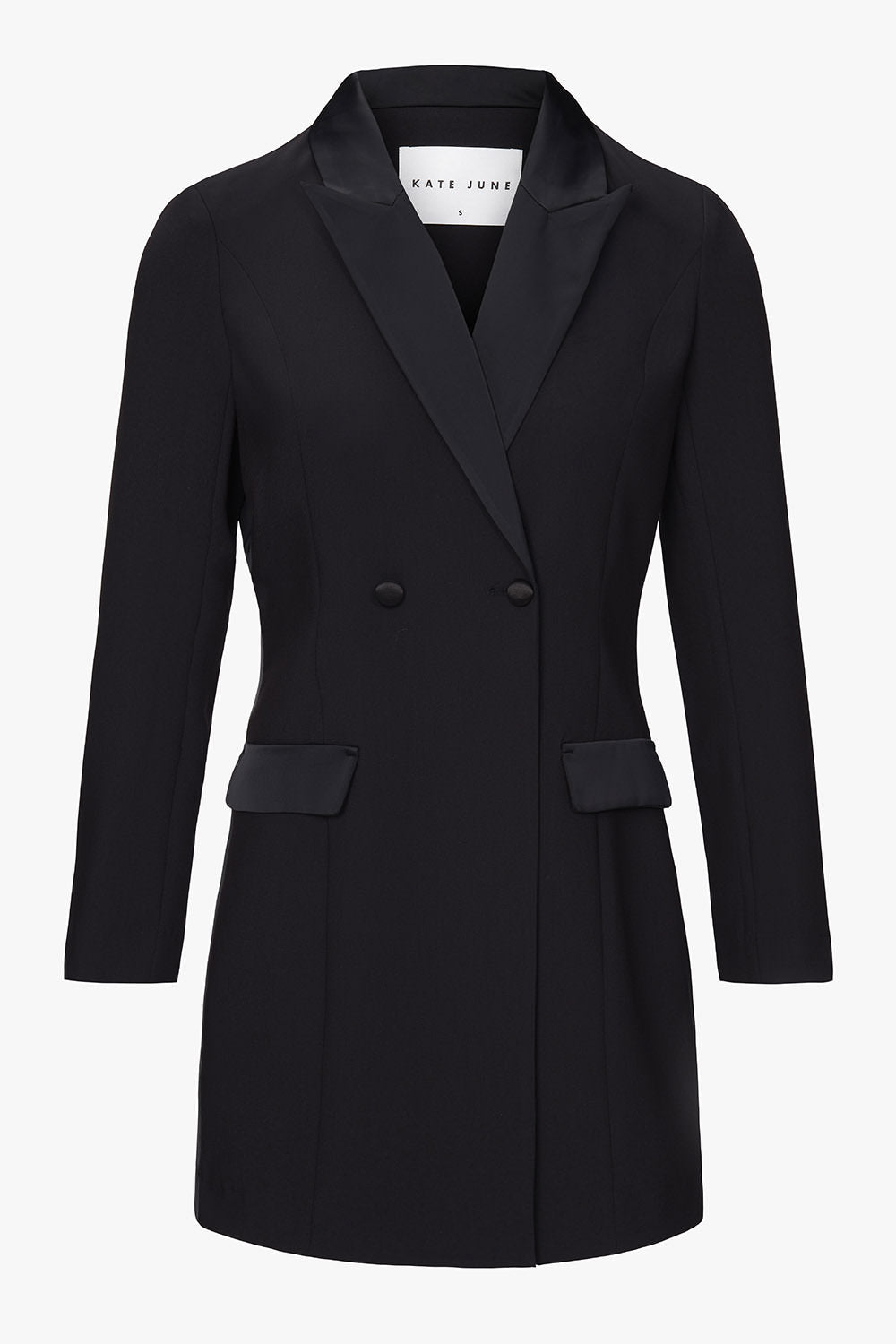satin detailled blazer dress front view women — KATE JUNE