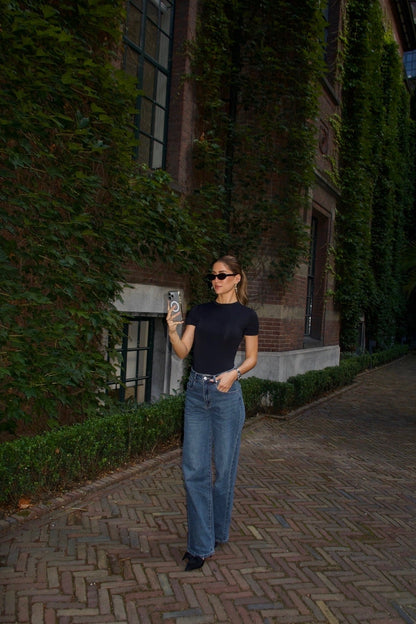 THE SHORT SLEEVE COLLAR BODY BLACK women — KATE JUNE