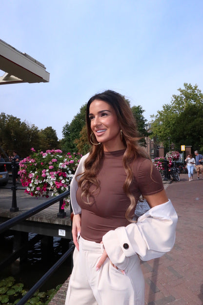 THE SHORT SLEEVE COLLAR BODY CHOCO BROWN women — KATE JUNE