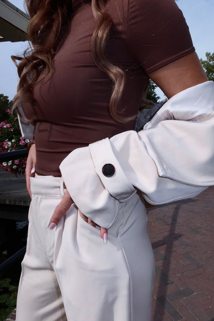 THE SHORT SLEEVE COLLAR BODY CHOCO BROWN women — KATE JUNE
