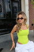 Sleeveless square neck body lime green women