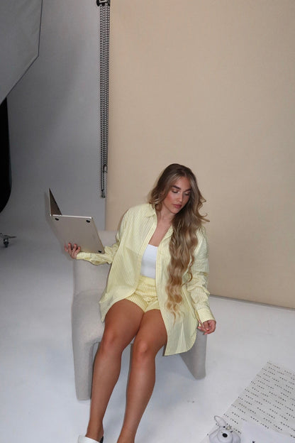 THE SOFT PINSTRIPE BLOUSE BUTTER YELLOW women — KATE JUNE