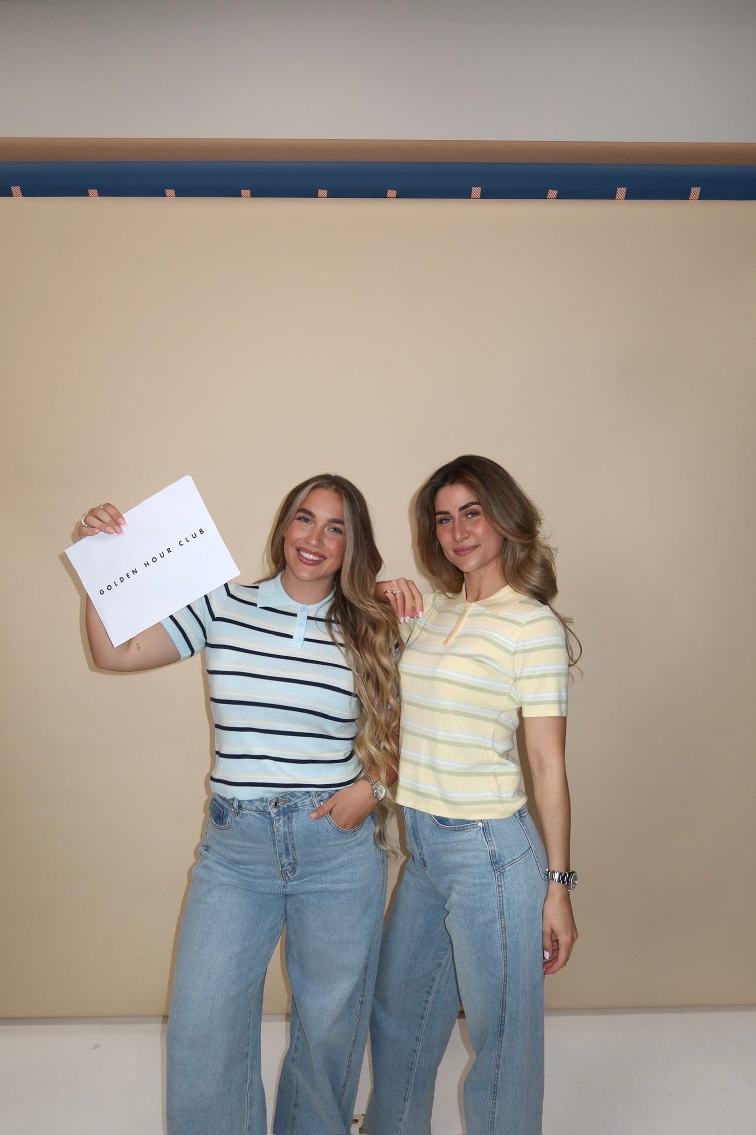 THE SOFT STRIPE POLO LIGHT BLUE &amp; YELLOW women — KATE JUNE