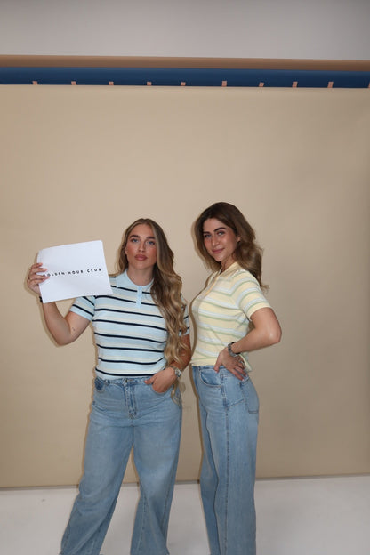 THE SOFT STRIPE POLO LIGHT BLUE women — KATE JUNE