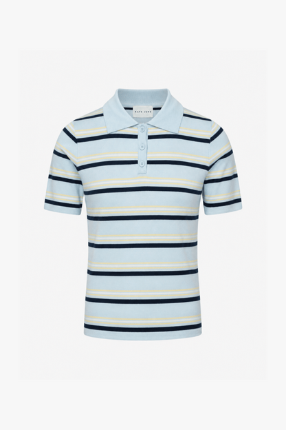 THE SOFT STRIPE POLO LIGHT BLUE women — KATE JUNE