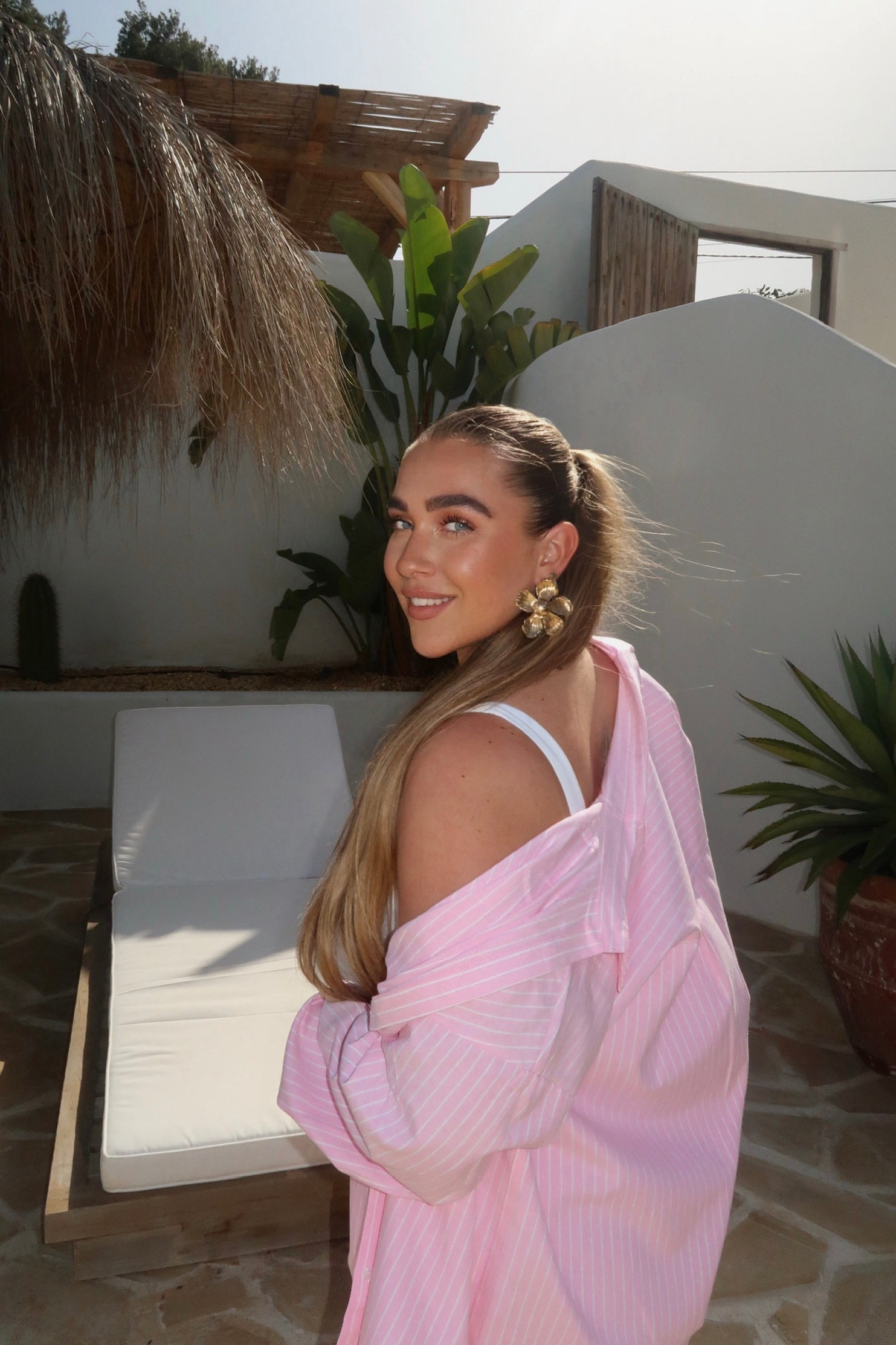 THE STRIPED BEACH SHORTS PINK detail women — KATE JUNE