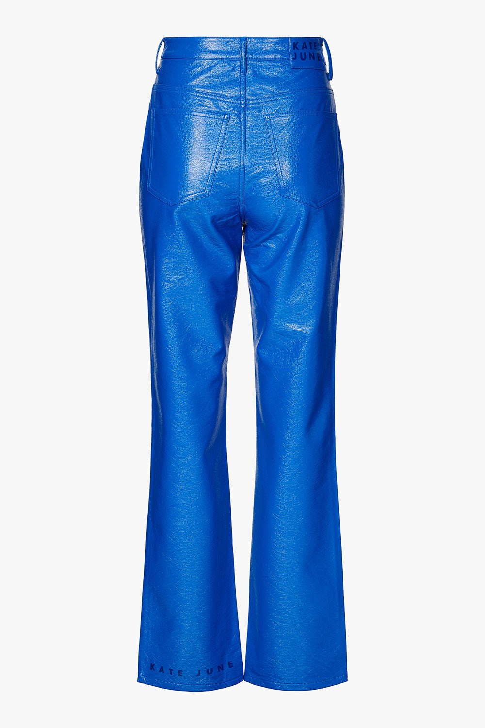 THE VINYL STRAIGHT LEG PANTS COBALT women — KATE JUNE