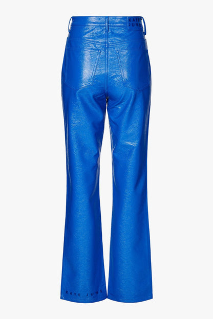 THE VINYL STRAIGHT LEG PANTS COBALT women — KATE JUNE